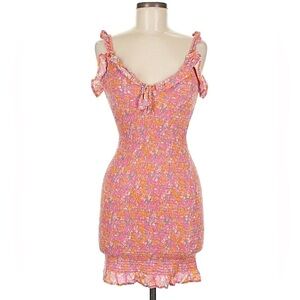 Pink and Orange Floral Mini Dress